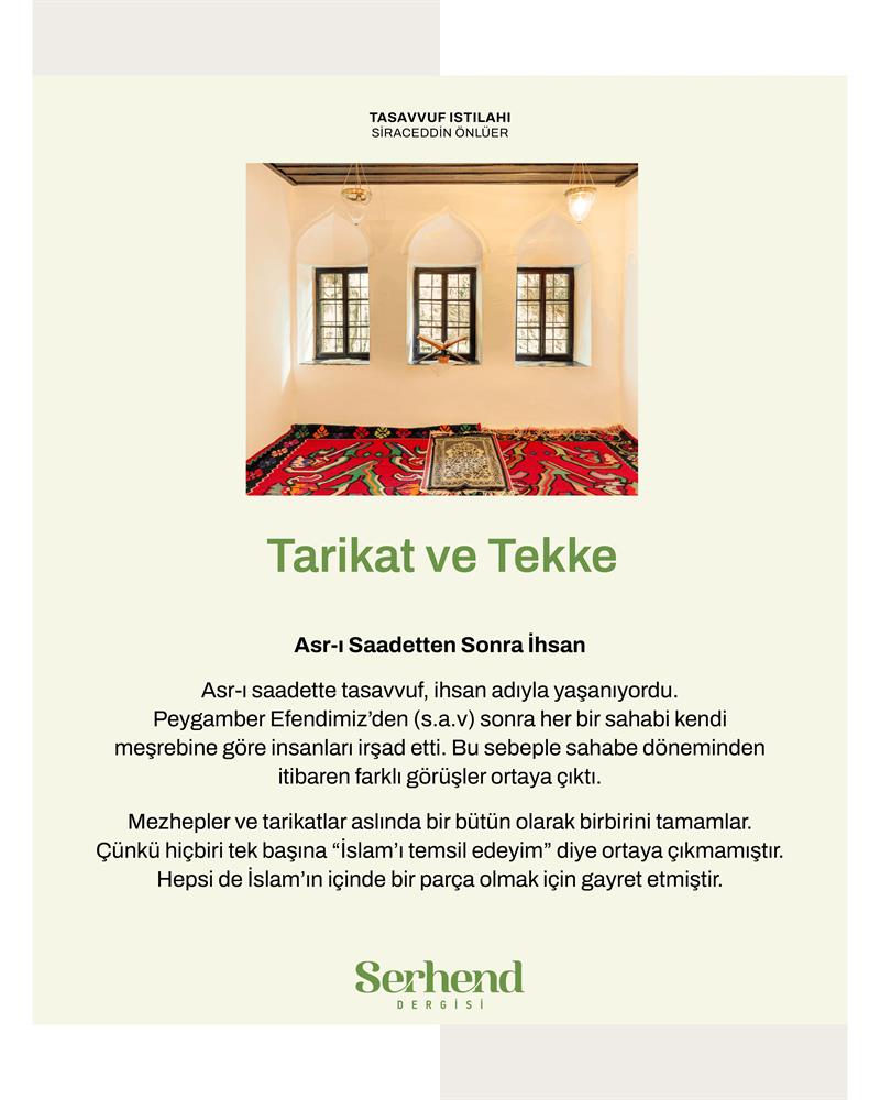 Tasavvuf Istılahı - Tarikat Ve Tekke