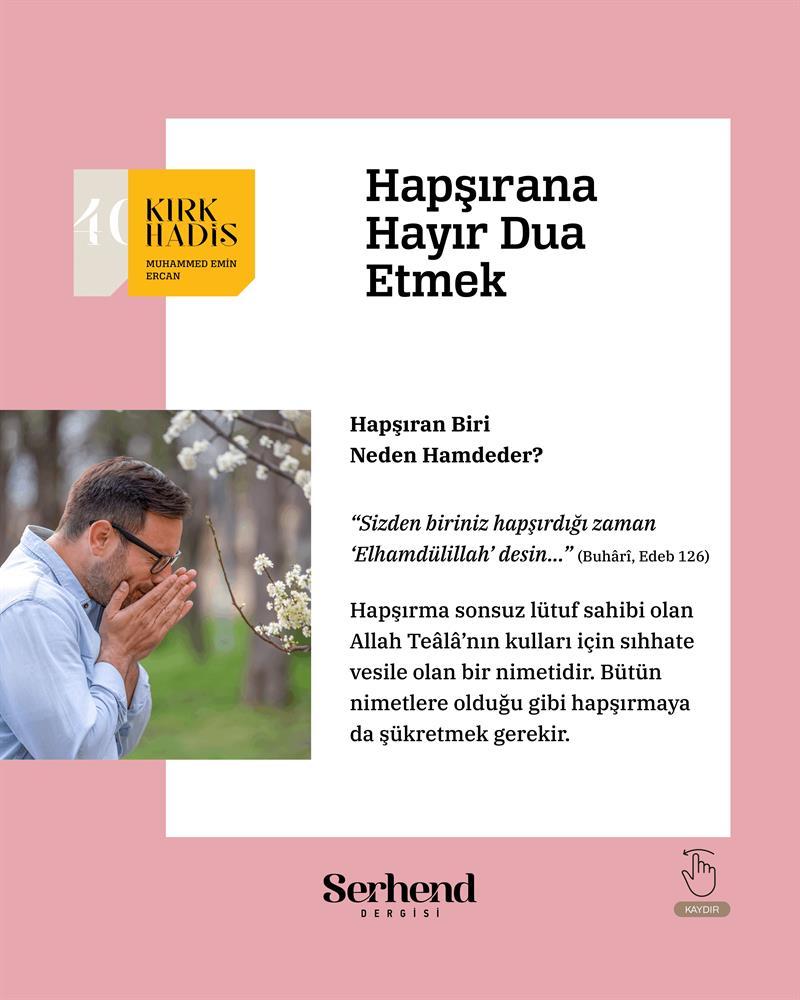 Kırk Hadis - Hapşırana Hayır Dua Etmek
